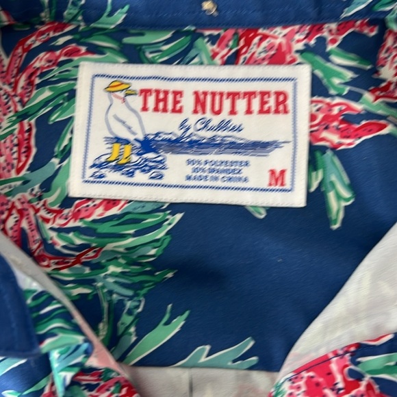Chubbies Sz M The Nutter Short Sleeve Crab Print Shirt Blue Pink Summer EUC - Picture 3 of 12